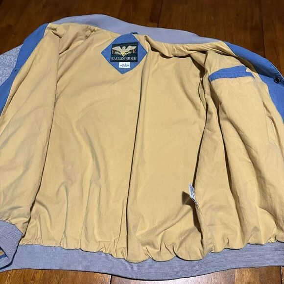 Vintage Eagles Ridge Outfitters Jacket Mens Large Blue Denim Sweater Snap Bomber - Picture 6 of 9